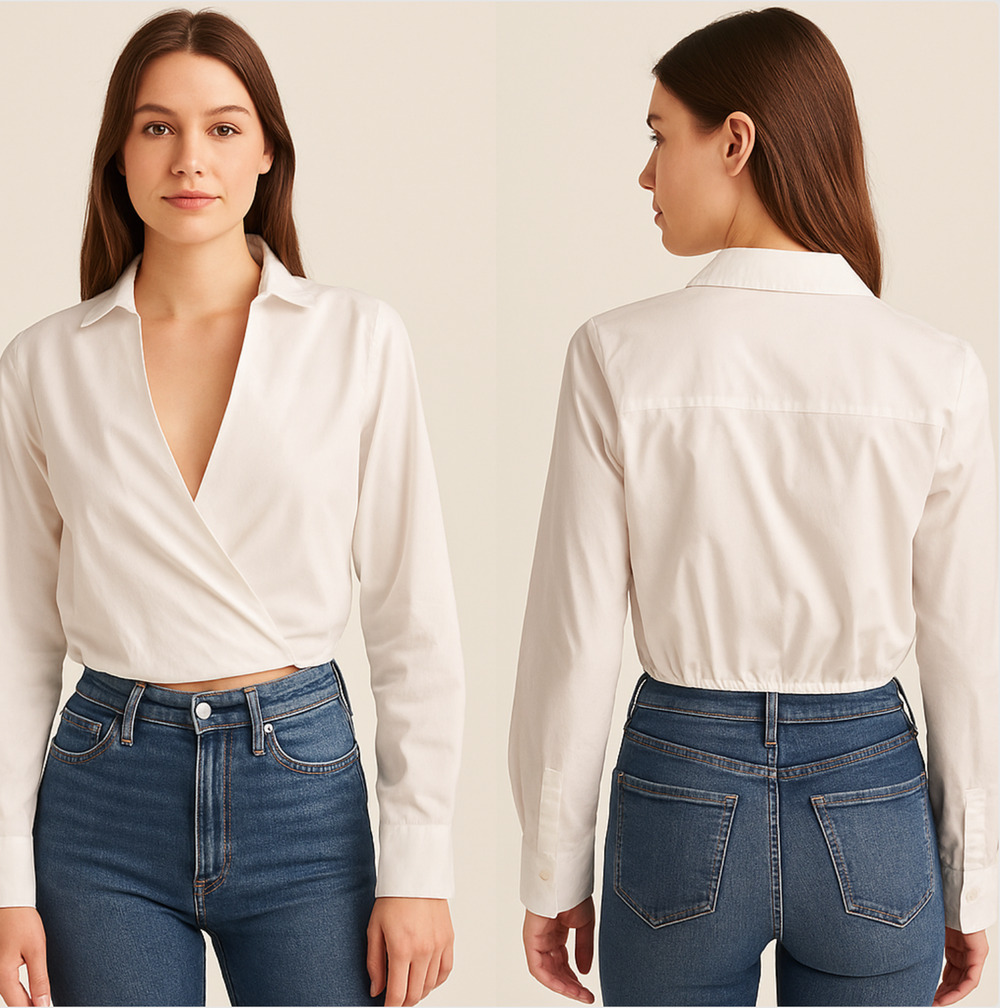 Abercrombie & Fitch Women’s Cropped White Collared Top XS